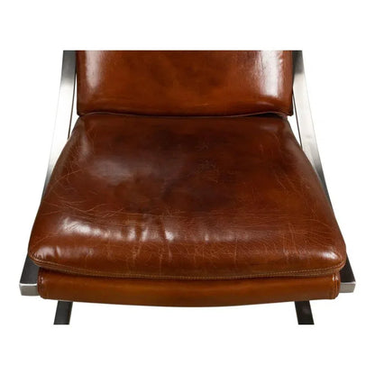 Mc Queen Slipper Chair Brown Leather - LOOMLAN - Sarreid - Accent Chairs