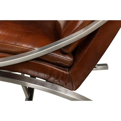 Mc Queen Slipper Chair Brown Leather - LOOMLAN - Sarreid - Accent Chairs