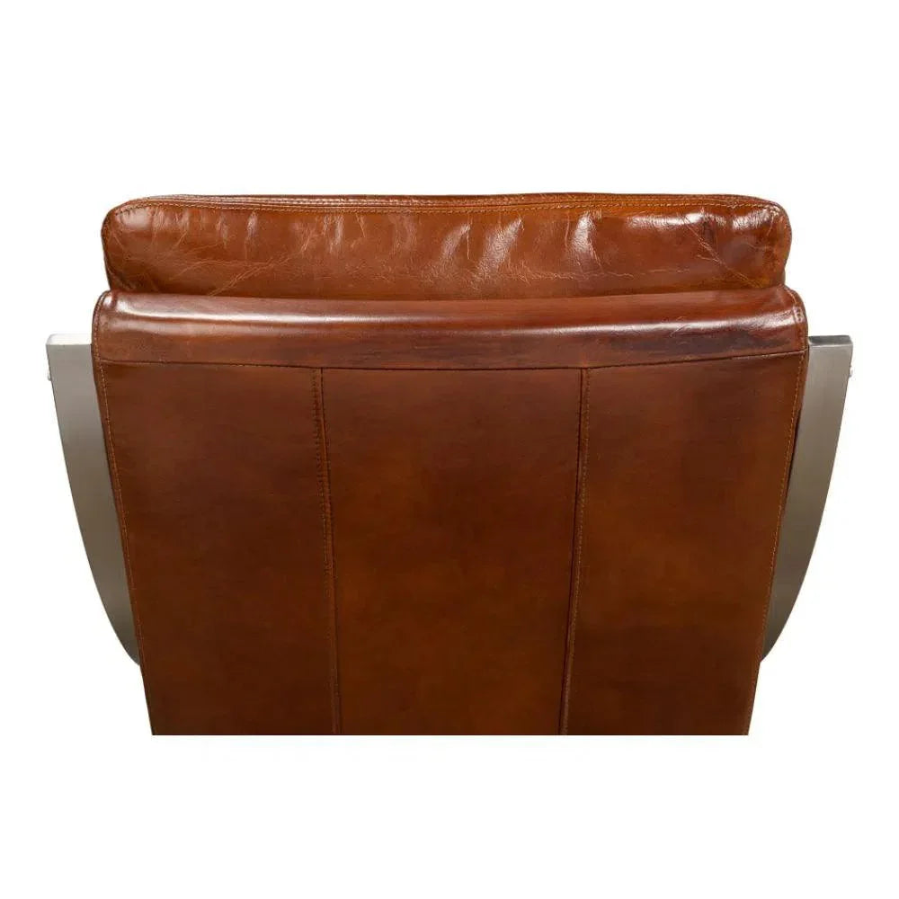 Mc Queen Slipper Chair Brown Leather - LOOMLAN - Sarreid - Accent Chairs