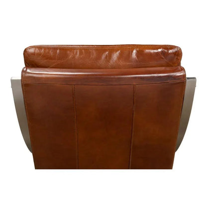 Mc Queen Slipper Chair Brown Leather - LOOMLAN - Sarreid - Accent Chairs