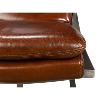 Mc Queen Slipper Chair Brown Leather - LOOMLAN - Sarreid - Accent Chairs