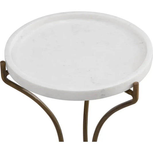 McGowan Iron & Marble White Round Accent Table - LOOMLAN - Bassett Mirror - Side Tables