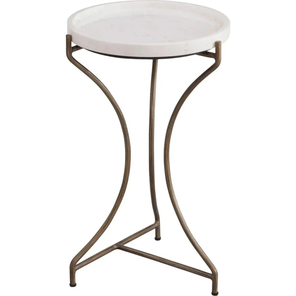 McGowan Iron & Marble White Round Accent Table - LOOMLAN - Bassett Mirror - Side Tables