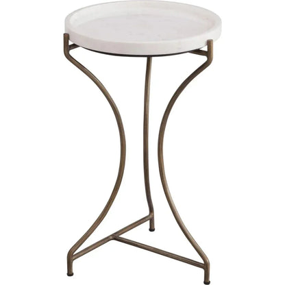 McGowan Iron & Marble White Round Accent Table - LOOMLAN - Bassett Mirror - Side Tables
