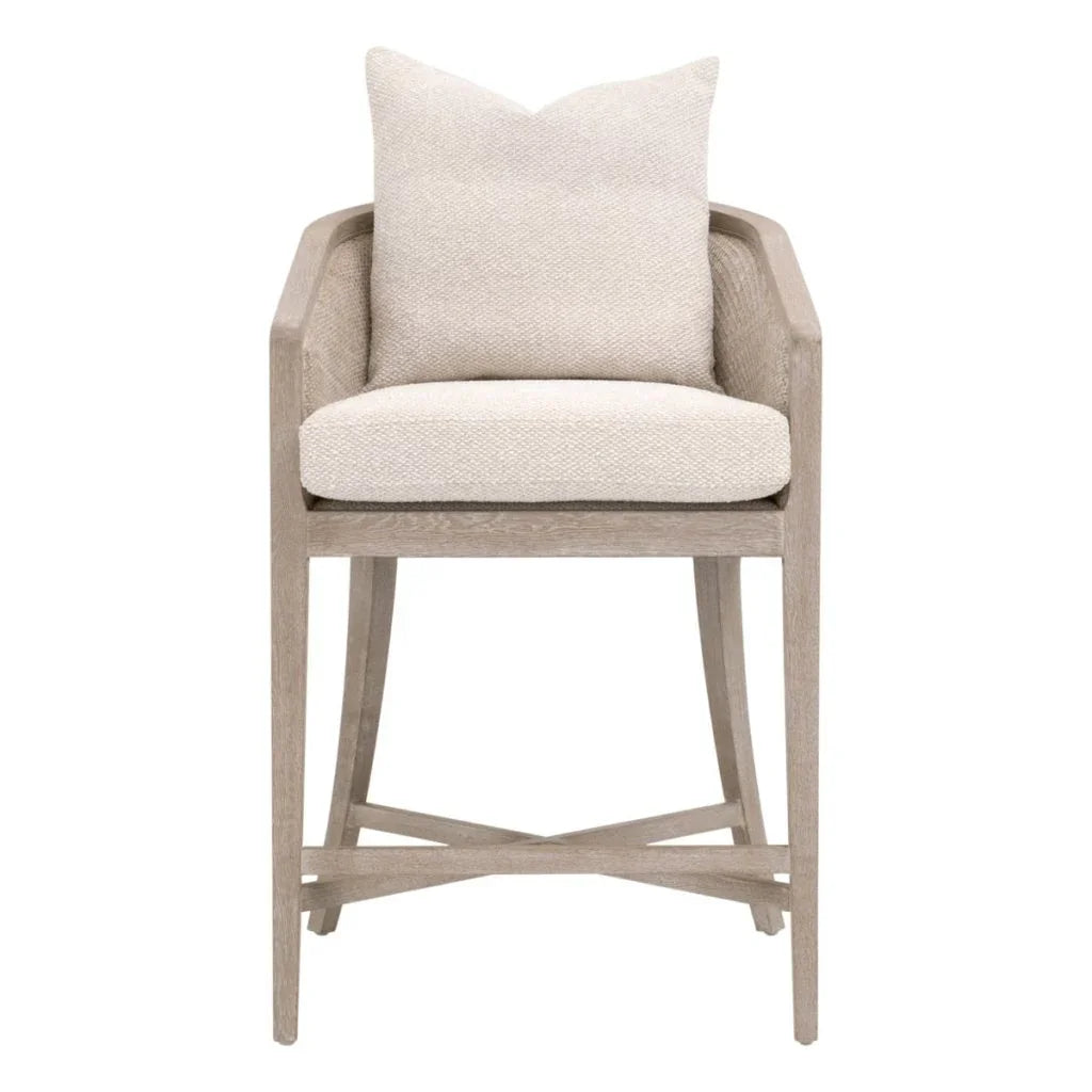 McGuire White Fabric Counter Stool - LOOMLAN - Essentials For Living - Counter Stools