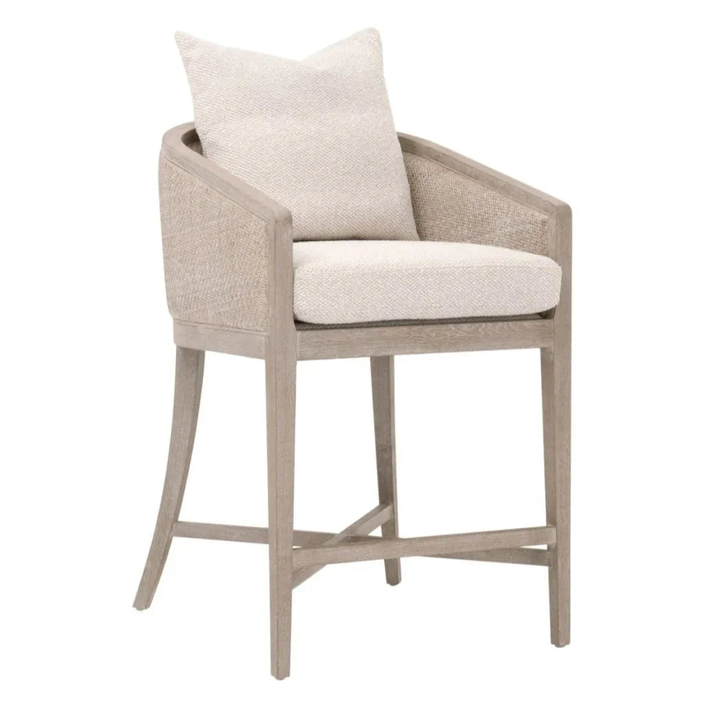 McGuire White Fabric Counter Stool - LOOMLAN - Essentials For Living - Counter Stools