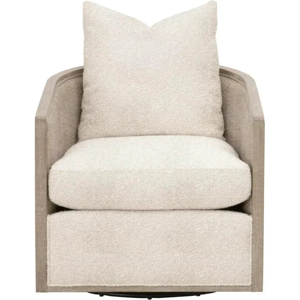 McGuire Wood Brown Swivel Club Armchair - LOOMLAN - Essentials For Living - Club Chairs