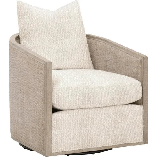 McGuire Wood Brown Swivel Club Armchair - LOOMLAN - Essentials For Living - Club Chairs