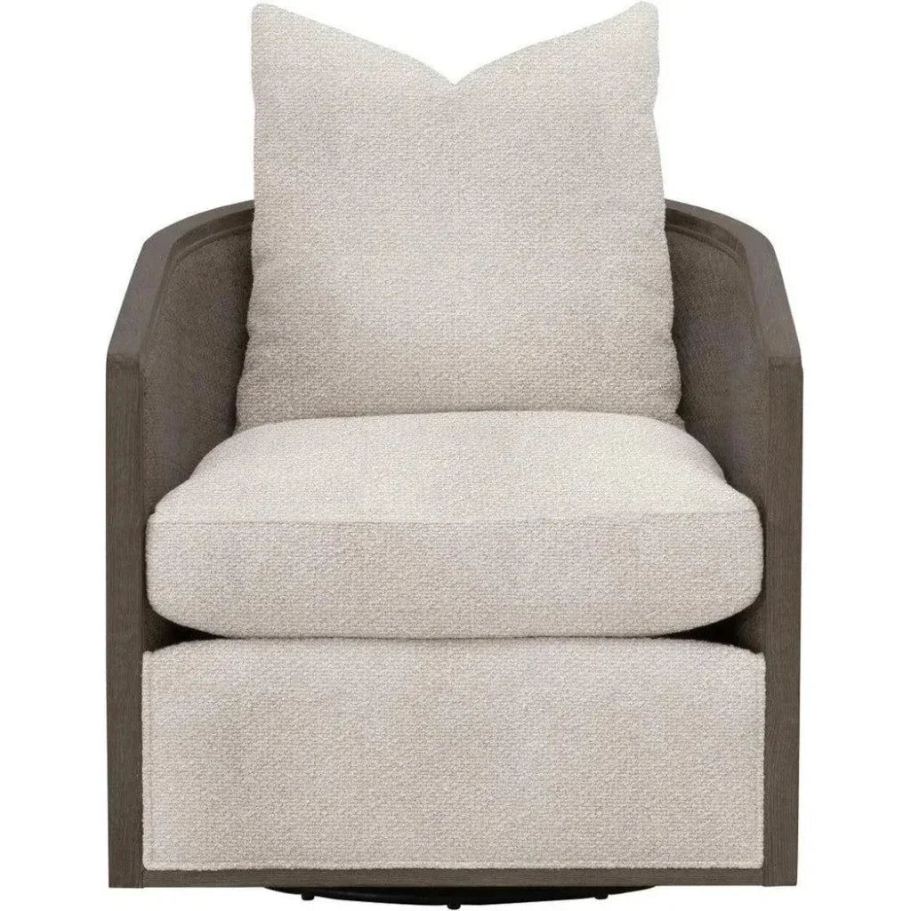 McGuire Wood Matte Brown Swivel Club Armchair - LOOMLAN - Essentials For Living - Club Chairs