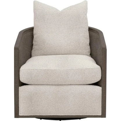 McGuire Wood Matte Brown Swivel Club Armchair - LOOMLAN - Essentials For Living - Club Chairs