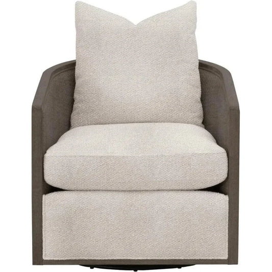 McGuire Wood Matte Brown Swivel Club Armchair - LOOMLAN - Essentials For Living - Club Chairs