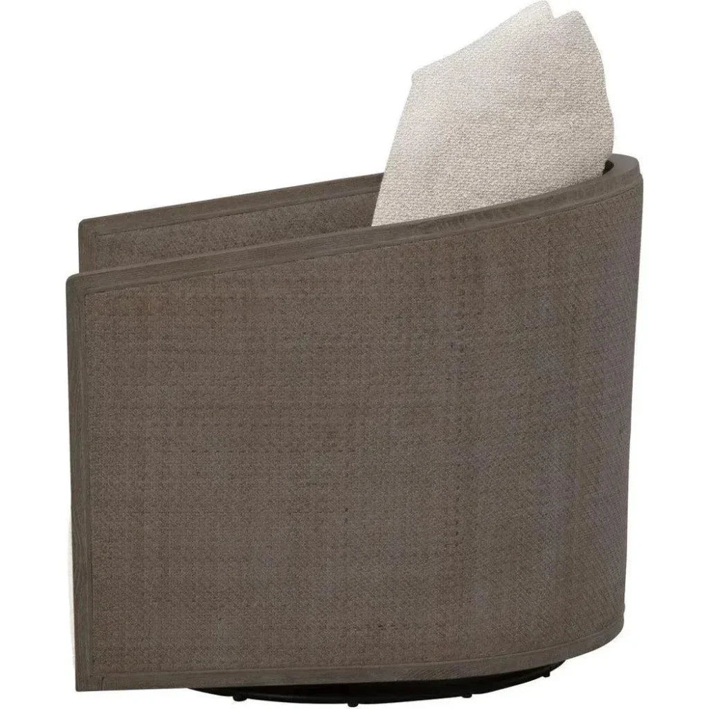 McGuire Wood Matte Brown Swivel Club Armchair - LOOMLAN - Essentials For Living - Club Chairs