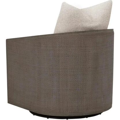 McGuire Wood Matte Brown Swivel Club Armchair - LOOMLAN - Essentials For Living - Club Chairs