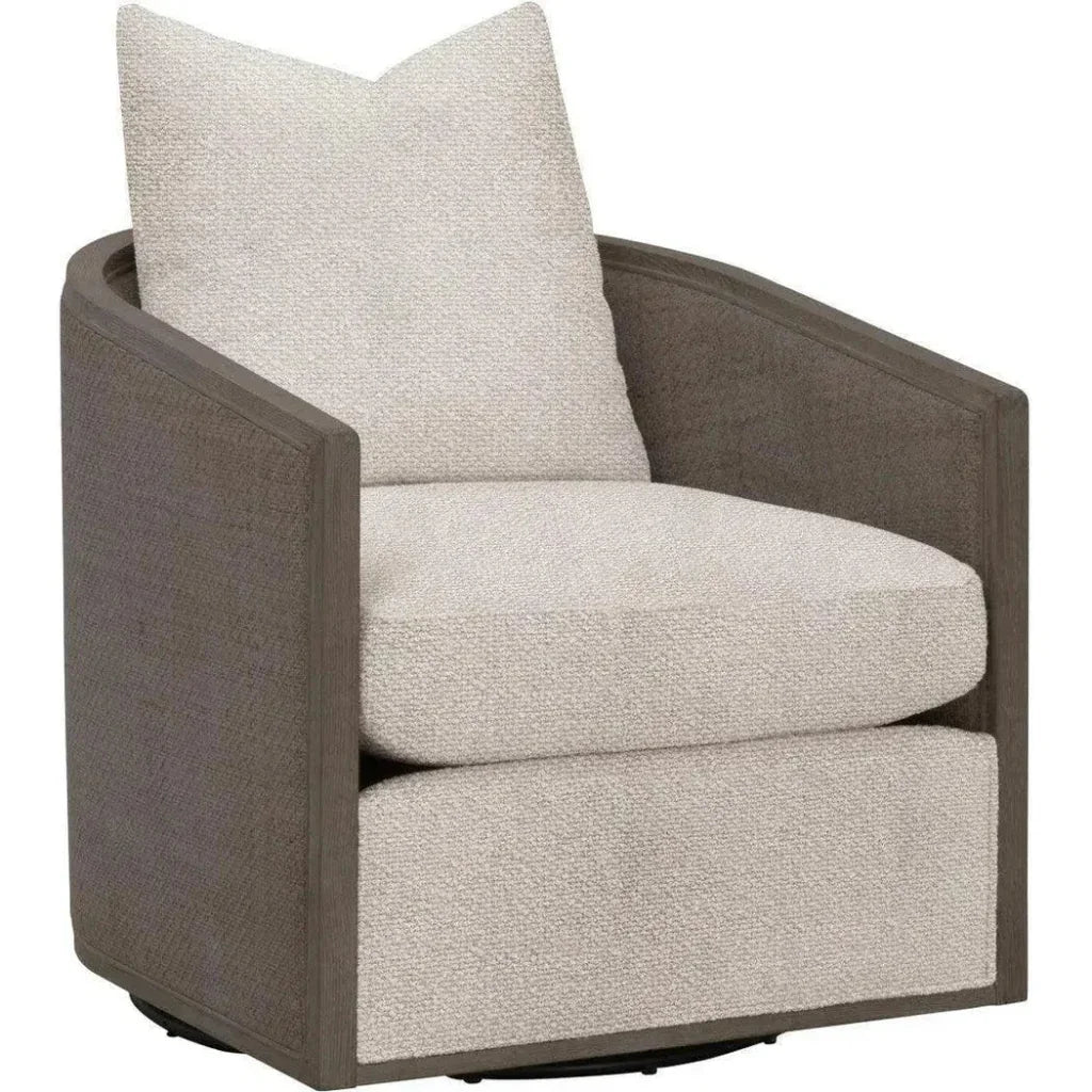 McGuire Wood Matte Brown Swivel Club Armchair - LOOMLAN - Essentials For Living - Club Chairs