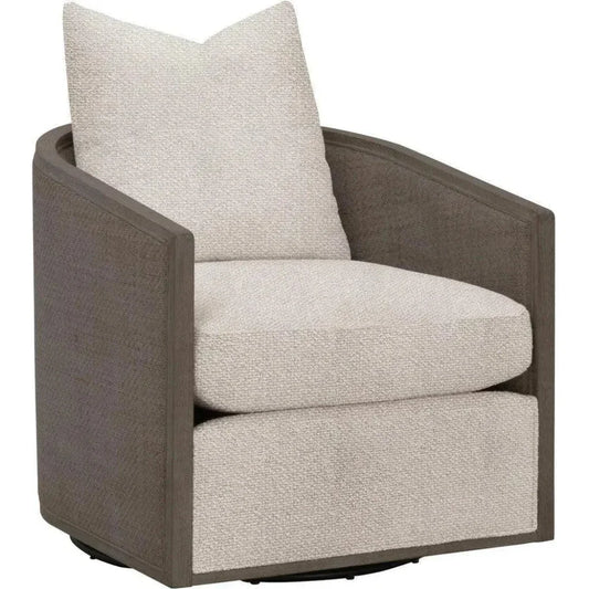 McGuire Wood Matte Brown Swivel Club Armchair - LOOMLAN - Essentials For Living - Club Chairs