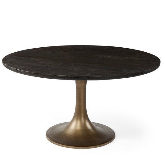 McLeod Golden Base Round Dining Table-Dining Tables-Mercana-LOOMLAN