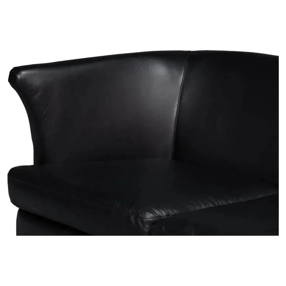 Mcmillan Distilled Wood & Leather Black Sofa - LOOMLAN - Sarreid - Sofas & Loveseats