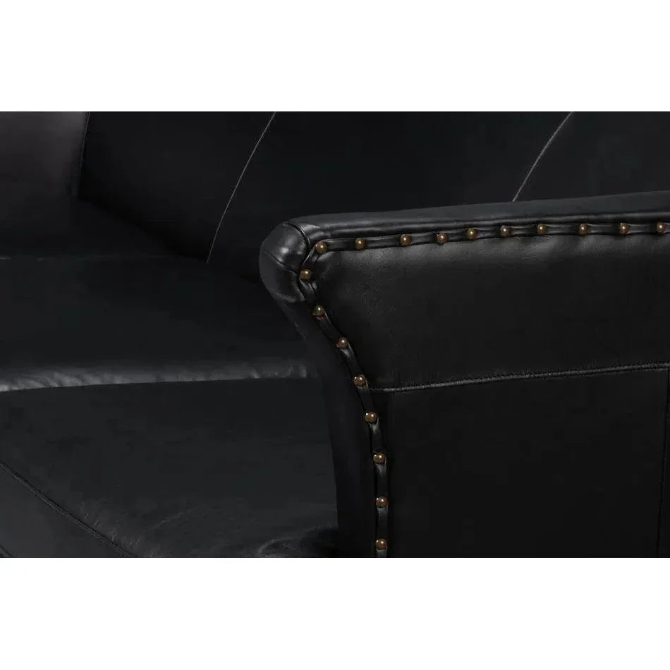 Mcmillan Distilled Wood & Leather Black Sofa - LOOMLAN - Sarreid - Sofas & Loveseats