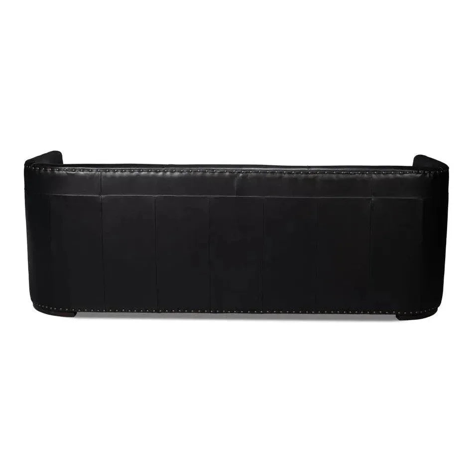 Mcmillan Distilled Wood & Leather Black Sofa - LOOMLAN - Sarreid - Sofas & Loveseats