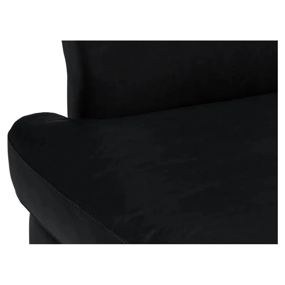 Mcmillan Distilled Wood & Leather Black Sofa - LOOMLAN - Sarreid - Sofas & Loveseats