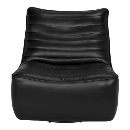 Mcclain Top - Grain Leather Swivel Club Chair - LOOMLAN - Noir - Club Chairs