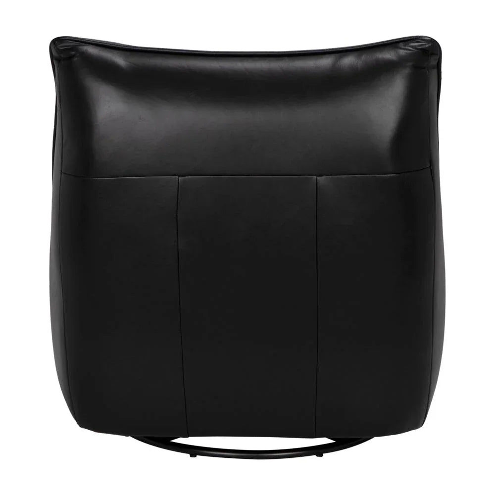 Mcclain Top - Grain Leather Swivel Club Chair - LOOMLAN - Noir - Club Chairs