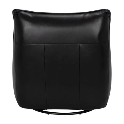 Mcclain Top - Grain Leather Swivel Club Chair - LOOMLAN - Noir - Club Chairs