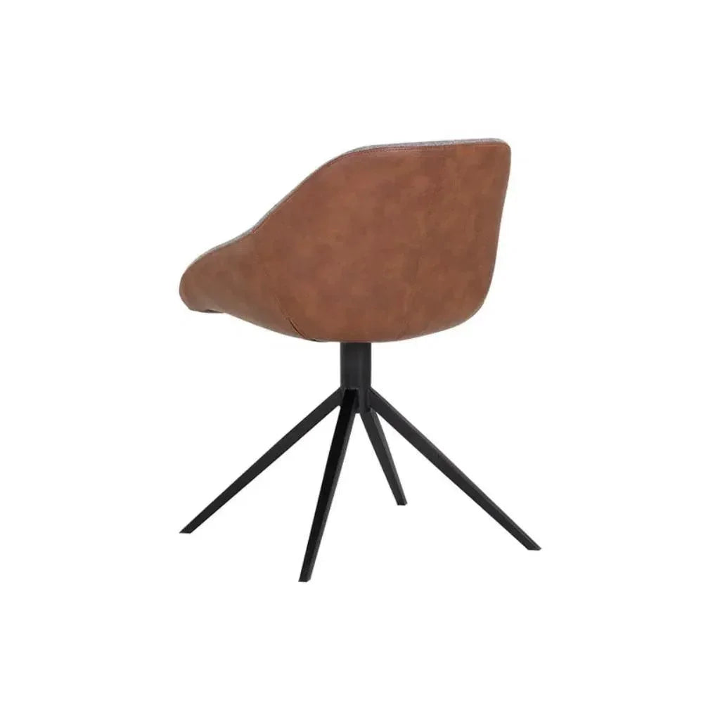 Mccoy Leather Swivel Dining Chair - LOOMLAN - SUNPAN - Dining Chairs
