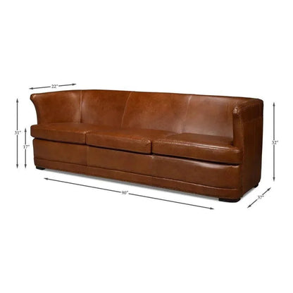Mcmillan Distilled Wood & Leather Brown Sofa - LOOMLAN - Sarreid - Sofas & Loveseats