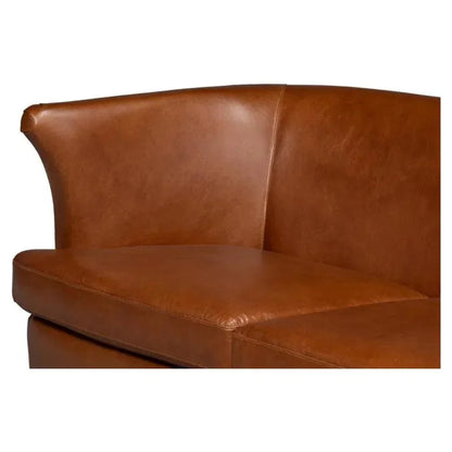 Mcmillan Distilled Wood & Leather Brown Sofa - LOOMLAN - Sarreid - Sofas & Loveseats