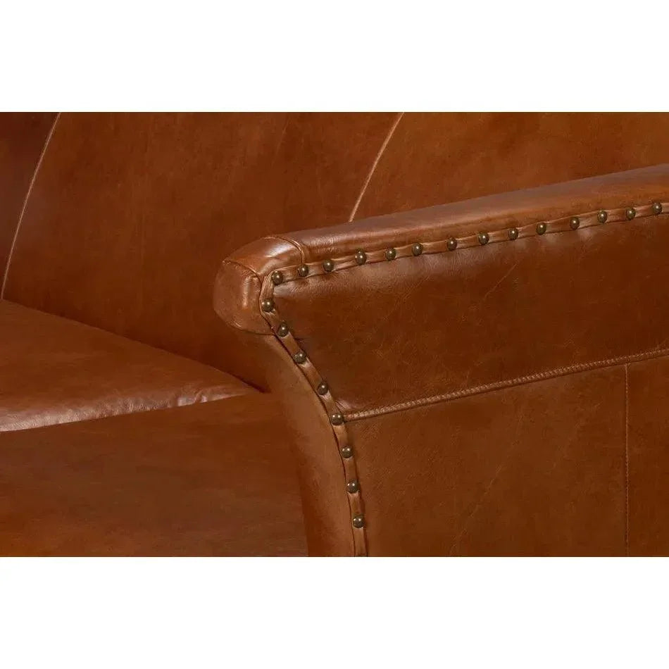 Mcmillan Distilled Wood & Leather Brown Sofa - LOOMLAN - Sarreid - Sofas & Loveseats