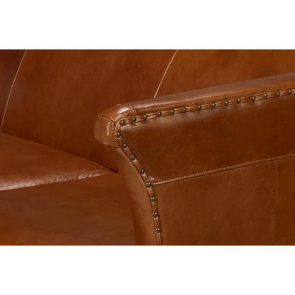 Mcmillan Distilled Wood & Leather Brown Sofa - LOOMLAN - Sarreid - Sofas & Loveseats