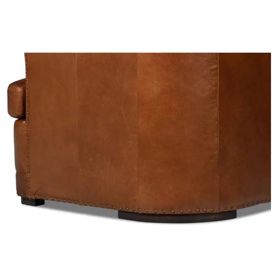 Mcmillan Distilled Wood & Leather Brown Sofa - LOOMLAN - Sarreid - Sofas & Loveseats