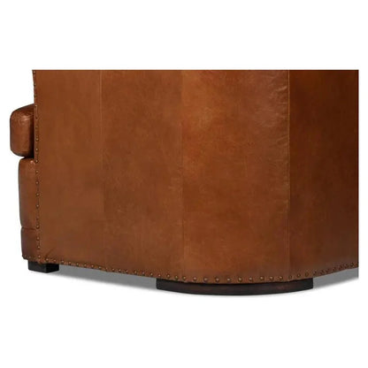 Mcmillan Distilled Wood & Leather Brown Sofa - LOOMLAN - Sarreid - Sofas & Loveseats