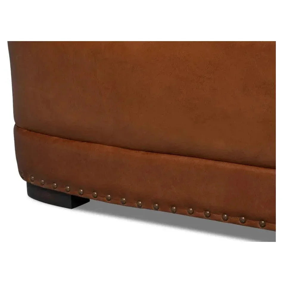 Mcmillan Distilled Wood & Leather Brown Sofa - LOOMLAN - Sarreid - Sofas & Loveseats