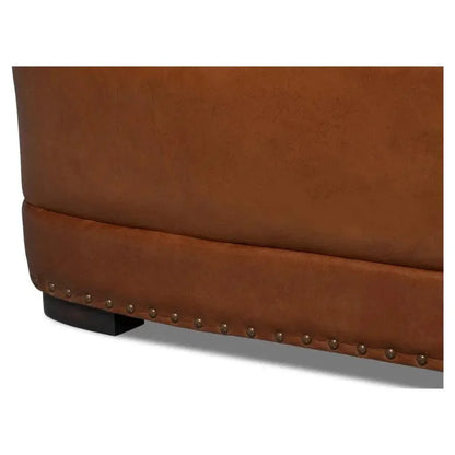 Mcmillan Distilled Wood & Leather Brown Sofa - LOOMLAN - Sarreid - Sofas & Loveseats