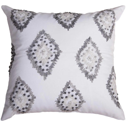Medallion Ivory Outdoor Throw Pillows-Outdoor Pillows-LOOMLAN-Grey-LOOMLAN