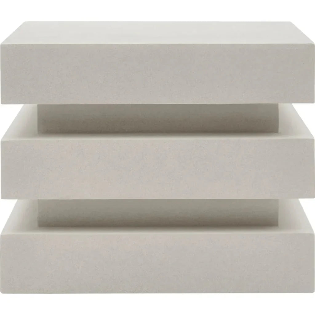 Meditation Block Short - White Outdoor End Table - LOOMLAN - Seasonal Living - Outdoor Side Tables