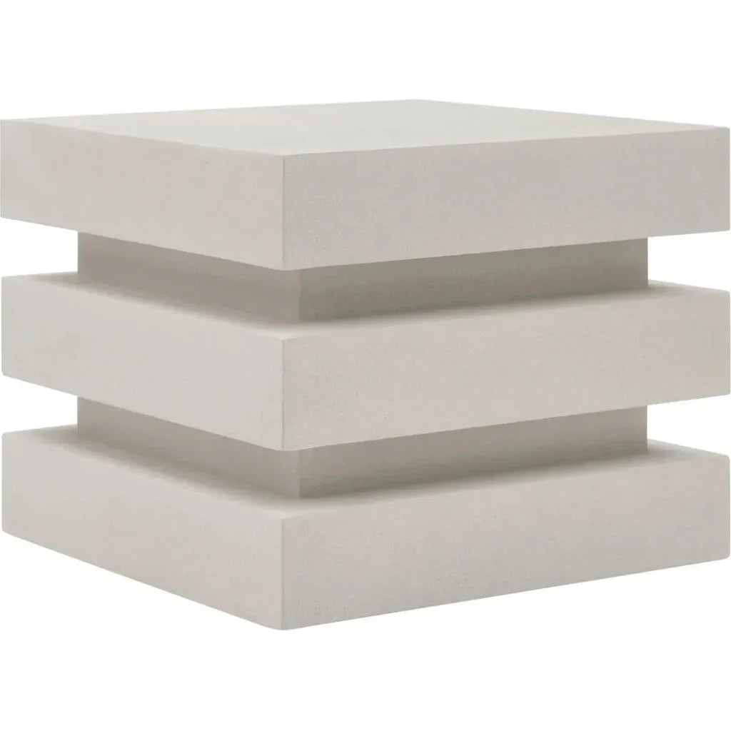 Meditation Block Short - White Outdoor End Table - LOOMLAN - Seasonal Living - Outdoor Side Tables