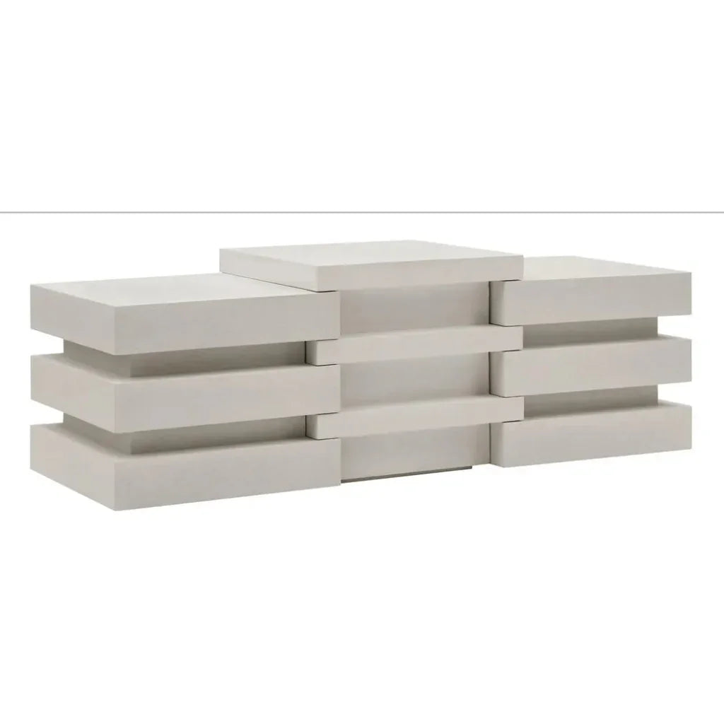 Meditation Block Short - White Outdoor End Table - LOOMLAN - Seasonal Living - Outdoor Side Tables