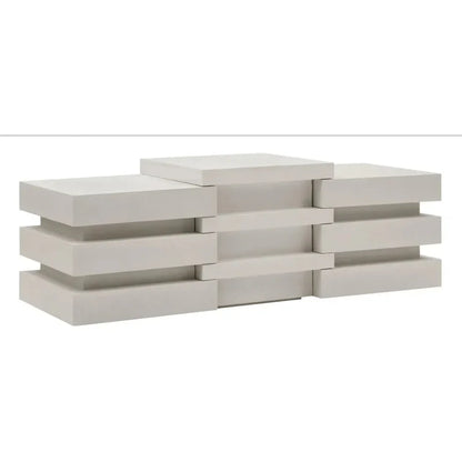 Meditation Block Short - White Outdoor End Table - LOOMLAN - Seasonal Living - Outdoor Side Tables