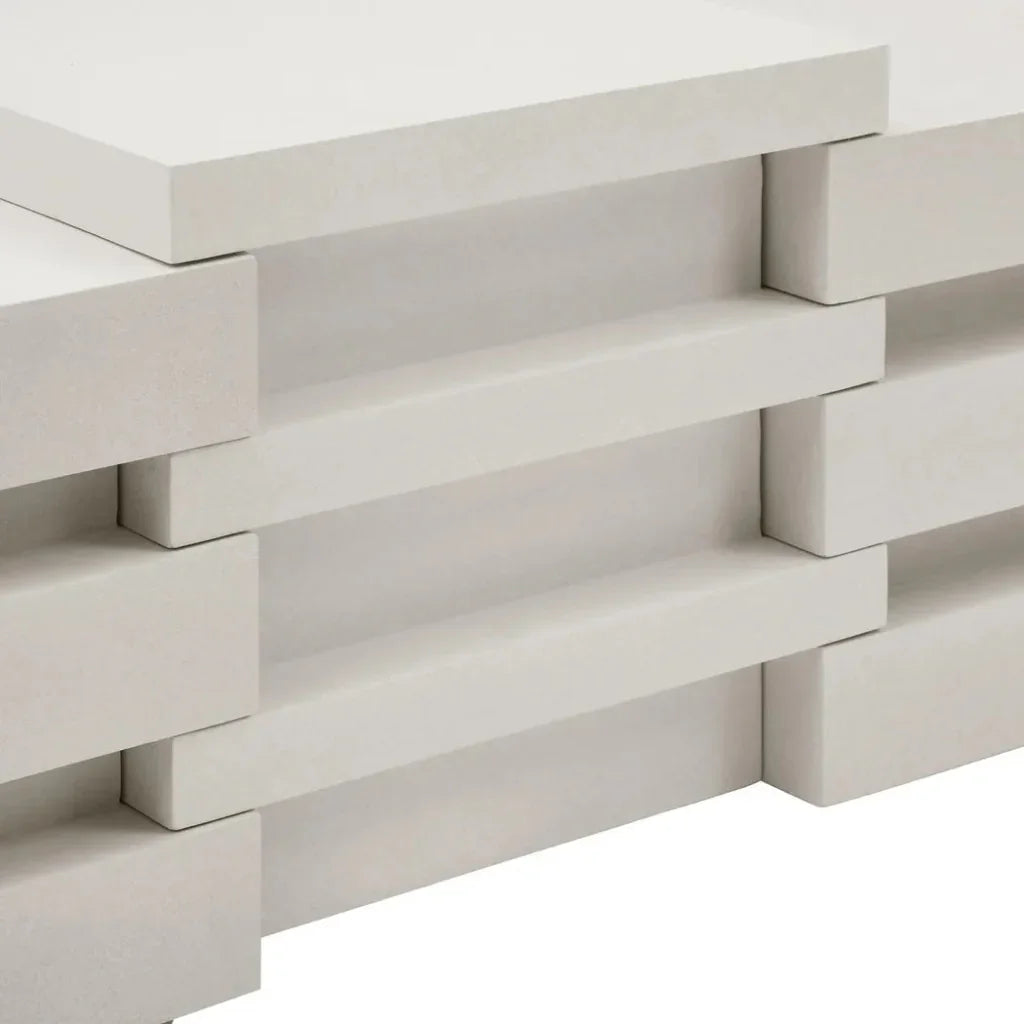 Meditation Block Short - White Outdoor End Table - LOOMLAN - Seasonal Living - Outdoor Side Tables