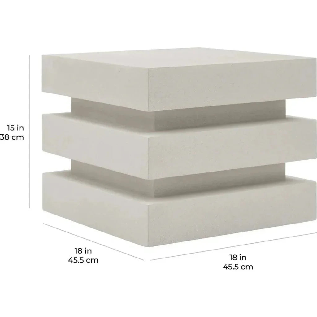 Meditation Block Short - White Outdoor End Table - LOOMLAN - Seasonal Living - Outdoor Side Tables