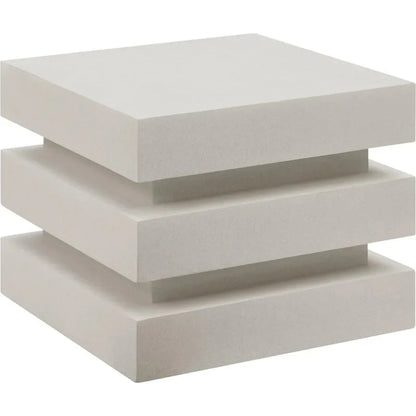 Meditation Block Short - White Outdoor End Table - LOOMLAN - Seasonal Living - Outdoor Side Tables