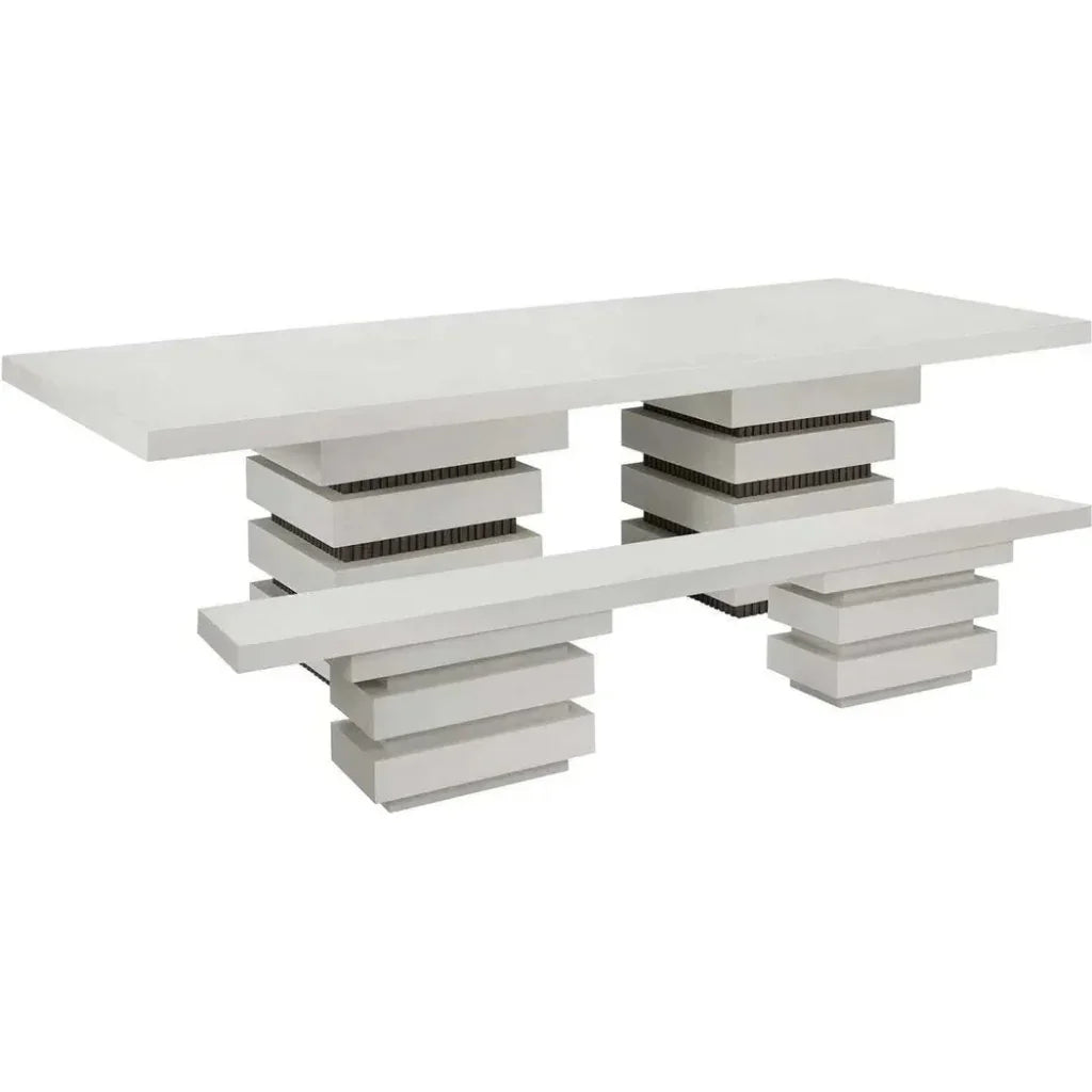 Meditation Rectangle White Outdoor Dining Table-Outdoor Dining Tables-Seasonal Living-LOOMLAN