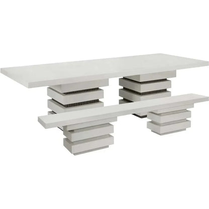 Meditation Rectangle White Outdoor Dining Table-Outdoor Dining Tables-Seasonal Living-LOOMLAN
