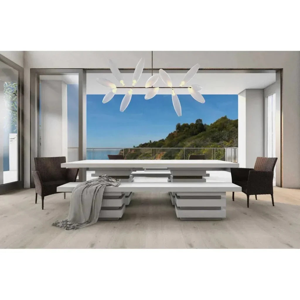 Meditation Rectangle White Outdoor Dining Table-Outdoor Dining Tables-Seasonal Living-LOOMLAN