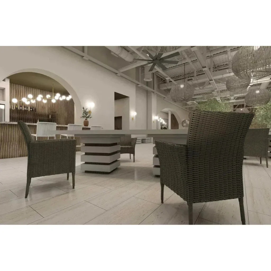 Meditation Rectangle White Outdoor Dining Table-Outdoor Dining Tables-Seasonal Living-LOOMLAN