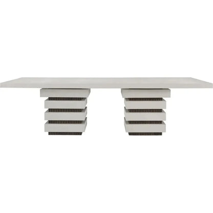 Meditation Rectangle White Outdoor Dining Table-Outdoor Dining Tables-Seasonal Living-LOOMLAN