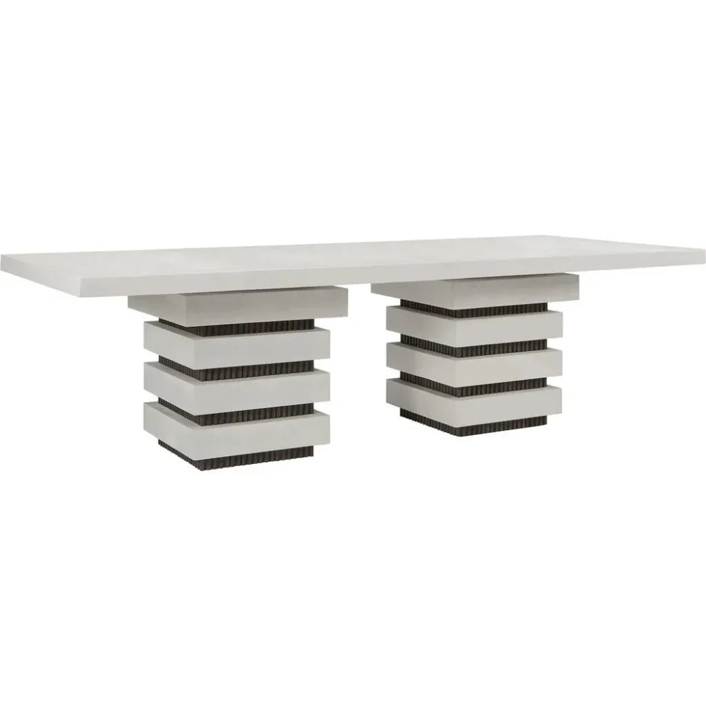 Meditation Rectangle White Outdoor Dining Table-Outdoor Dining Tables-Seasonal Living-LOOMLAN